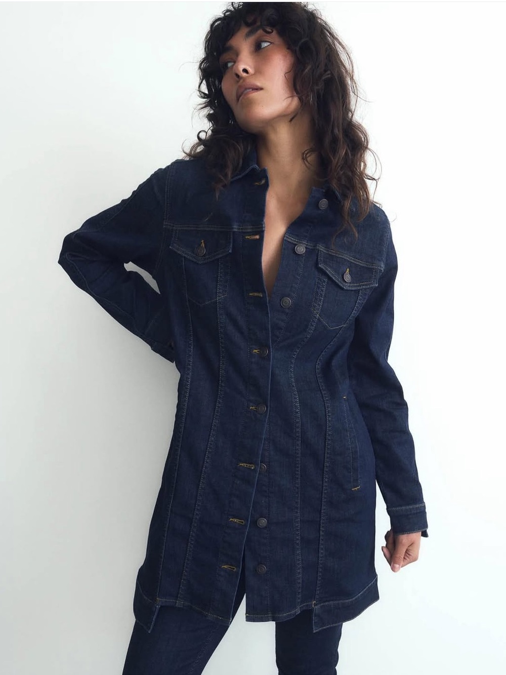 RUTI Longline Denim Shirt Shacket Size 3